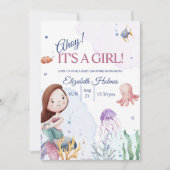 Waterverf Sealife Zeemeermin Baby shower Kaart (Voorkant)