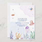 Waterverf Sealife Zeemeermin Baby shower Kaart (Achterkant)