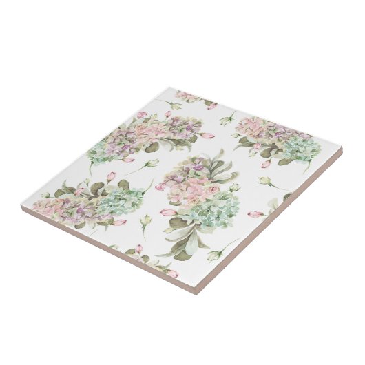 waterverf Seamless Hydrangea roos Buds Frans Tegeltje (Zijkant)