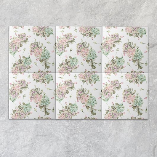 waterverf Seamless Hydrangea roos Buds Frans Tegeltje