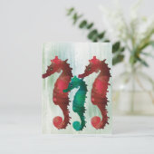 Waterverf Seapaarden Nautisch Briefkaart (Staand voorkant)