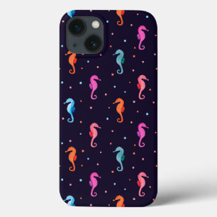 Waterverf Seapaarden op Navy Blue Pattern Case-Mate iPhone Case