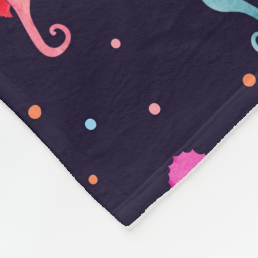 Waterverf Seapaarden op Navy Blue Pattern Fleece Deken (Hoek)