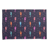 Waterverf Seapaarden op Navy Blue Pattern Kussensloop (Voorkant-Rechts)