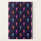Waterverf Seapaarden op Navy Blue Pattern Planner (Achterkant)