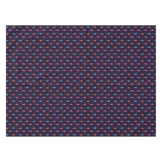 Waterverf Seapaarden op Navy Blue Pattern Tafelkleed (Voorkant (Horizontaal))