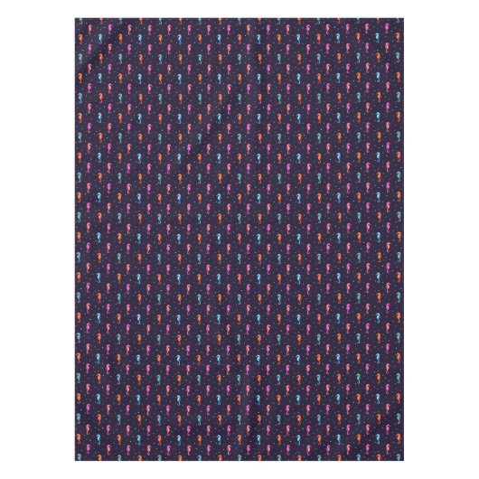 Waterverf Seapaarden op Navy Blue Pattern Tafelkleed (Voorkant)