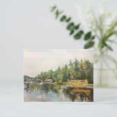 Waterverf Seaplane Adirondacks meer bos groen Briefkaart (Staand voorkant)