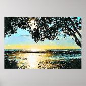 Waterverf Seascape Sunrise Poster (Voorkant)