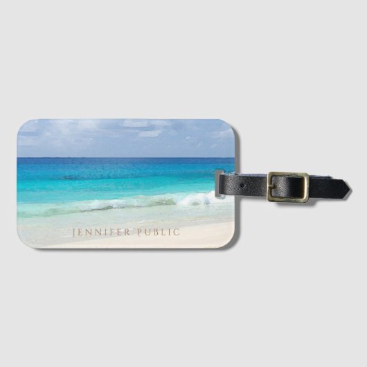 Waterverf Seascape Waves Elegant Moderne Sjabloon Bagagelabel (Voorkant (horizontaal))