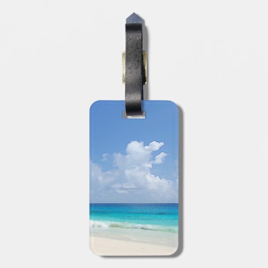 Waterverf Seascape Waves Sky Clouds Sjabloon Bagagelabel (Achterkant verticaal)