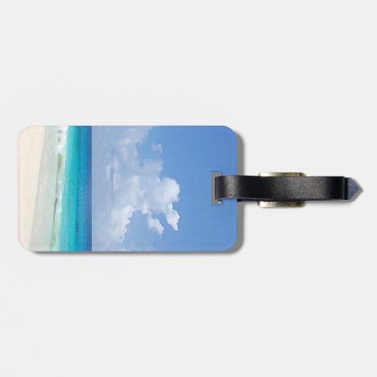 Waterverf Seascape Waves Sky Clouds Sjabloon Bagagelabel (Achterkant horizontaal)