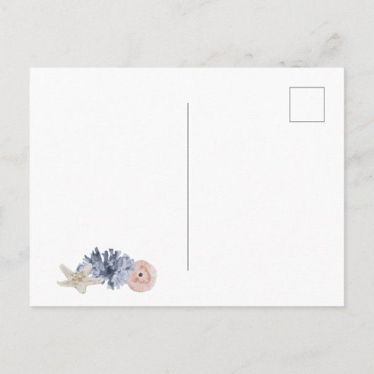 Waterverf Seashell Beach Bruiloft Save The Date Briefkaart (Achterkant)