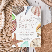 Waterverf Seashell Beach Engagement Party Kaart