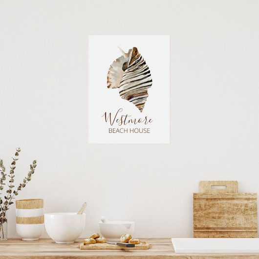 Waterverf Seashell Beach House Poster (Keuken)