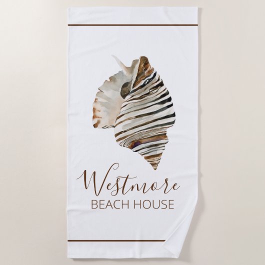 Waterverf Seashell Beach House Strandlaken (Voorkant)