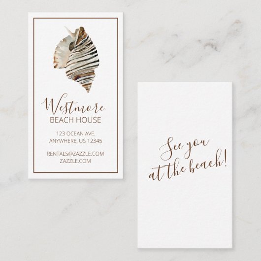 Waterverf Seashell Beach House Visitekaartje (Voorkant / Achterkant)