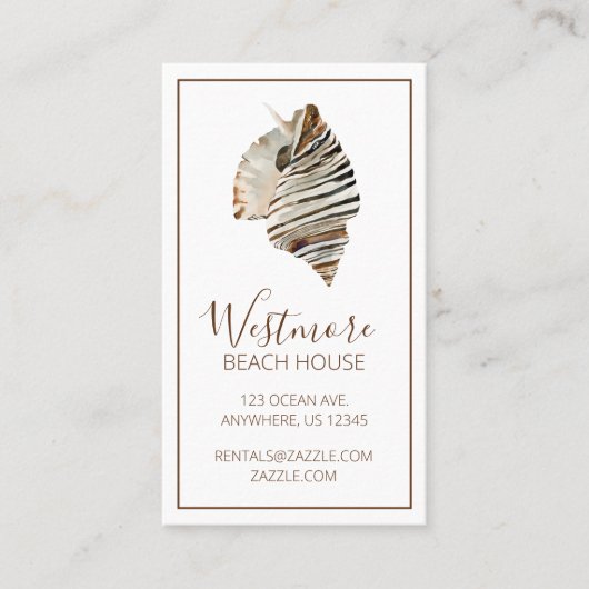 Waterverf Seashell Beach House Visitekaartje (Voorkant)