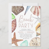 Waterverf Seashell Beach Party repesal Dinner Kaart (Voorkant)