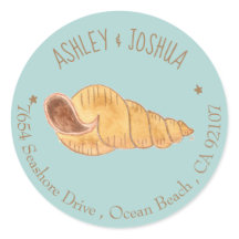 Waterverf Seashell Blauw retouradres Stickers