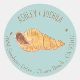 Waterverf Seashell Blauw retouradres Stickers