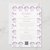 Waterverf Seashell bruiloft Details Terug, QR & Kaart (Achterkant)