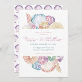 Waterverf Seashell bruiloft Details Terug, QR & Kaart (Voorkant / Achterkant)