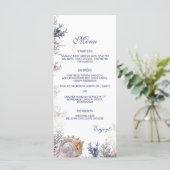Waterverf Seashell Corals Beach Bruiloft Menu (Staand voorkant)