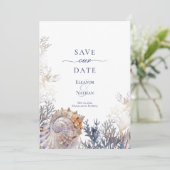 Waterverf Seashell Corals Bruiloft Save the Date (Staand voorkant)