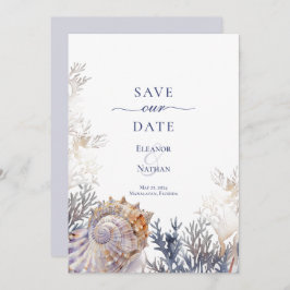 Waterverf Seashell Corals Bruiloft Save the Date