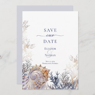 Waterverf Seashell Corals Bruiloft Save the Date