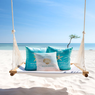 Waterverf Seashell Custom Monogram Beach House Kussen