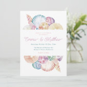 Waterverf Seashell en Mermaid-geïnspireerde bruilo Kaart (Staand voorkant)