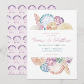 Waterverf Seashell en Mermaid-geïnspireerde bruilo Kaart (Voorkant / Achterkant)