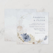 Waterverf Seashell koraal onder het Zee bruiloft Kaart (Voorkant / Achterkant)