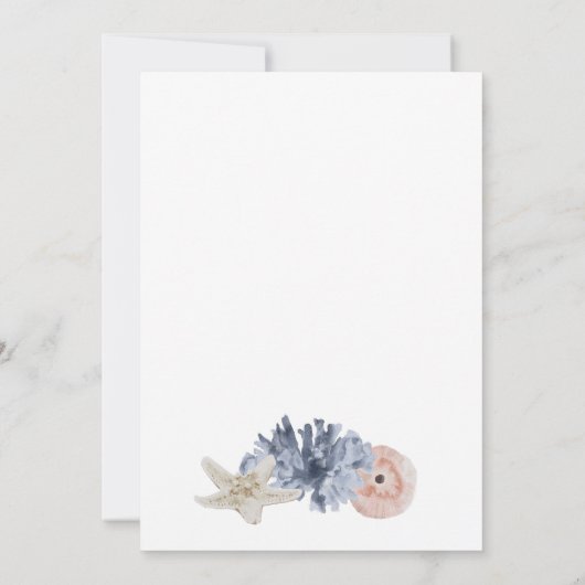 Waterverf Seashell Koraal Starfish Zeebruiloft Kaart (Achterkant)