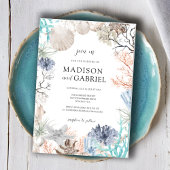 Waterverf Seashell Koraal Starfish Zeebruiloft Kaart