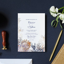 Waterverf Seashell koralen bruiloft Kaart