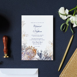 Waterverf Seashell koralen bruiloft Kaart