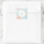 Waterverf Seashell Monogram Classic SquareSticker Vierkante Sticker (Tas)