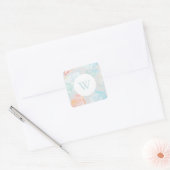 Waterverf Seashell Monogram Classic SquareSticker Vierkante Sticker (Envelop)