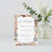 Waterverf Seashell Neutral Beach Wedding Save The Date (Staand voorkant)