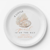 Waterverf Seashell Pearl Baby shower Papieren Bordje (Voorkant)