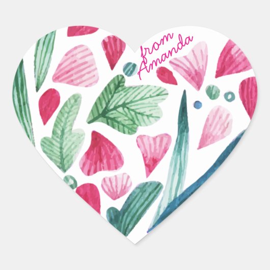 Waterverf Seashell Roze Hart Sticker (Voorkant)
