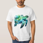 Waterverf Seashell Turtle T-shirt (Voorkant)