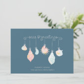 Waterverf Seashell Zeeen en groeten Feestdagenkaart (Staand voorkant)