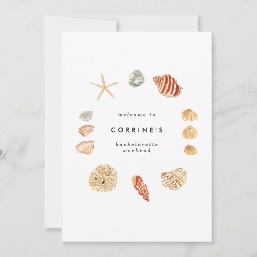 Waterverf Seashells Bachelorette Party Itinerary Kaart (Voorkant)