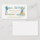 Waterverf Seashells Coral Blue Wedding Registry Informatiekaartje (Voorkant / Achterkant)
