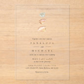 Waterverf Seashells Elegant Minimalist Wedding Acryl Uitnodigingen (Voorkant)