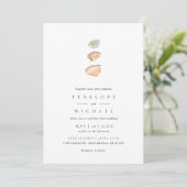 Waterverf Seashells Elegant Minimalist Wedding Kaart (Staand voorkant)